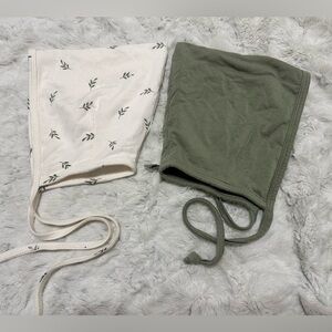 Lou Lou & company bonnets. Size 6-12 months. Colors sage green & white w/leaves.